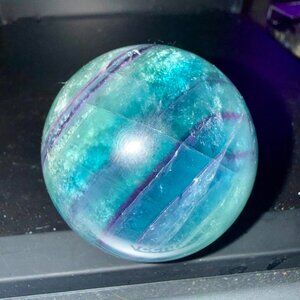 🌈 Rainbow Fluorite Sphere | 43mm Crystal Ball | Blue Green Purple | Polished